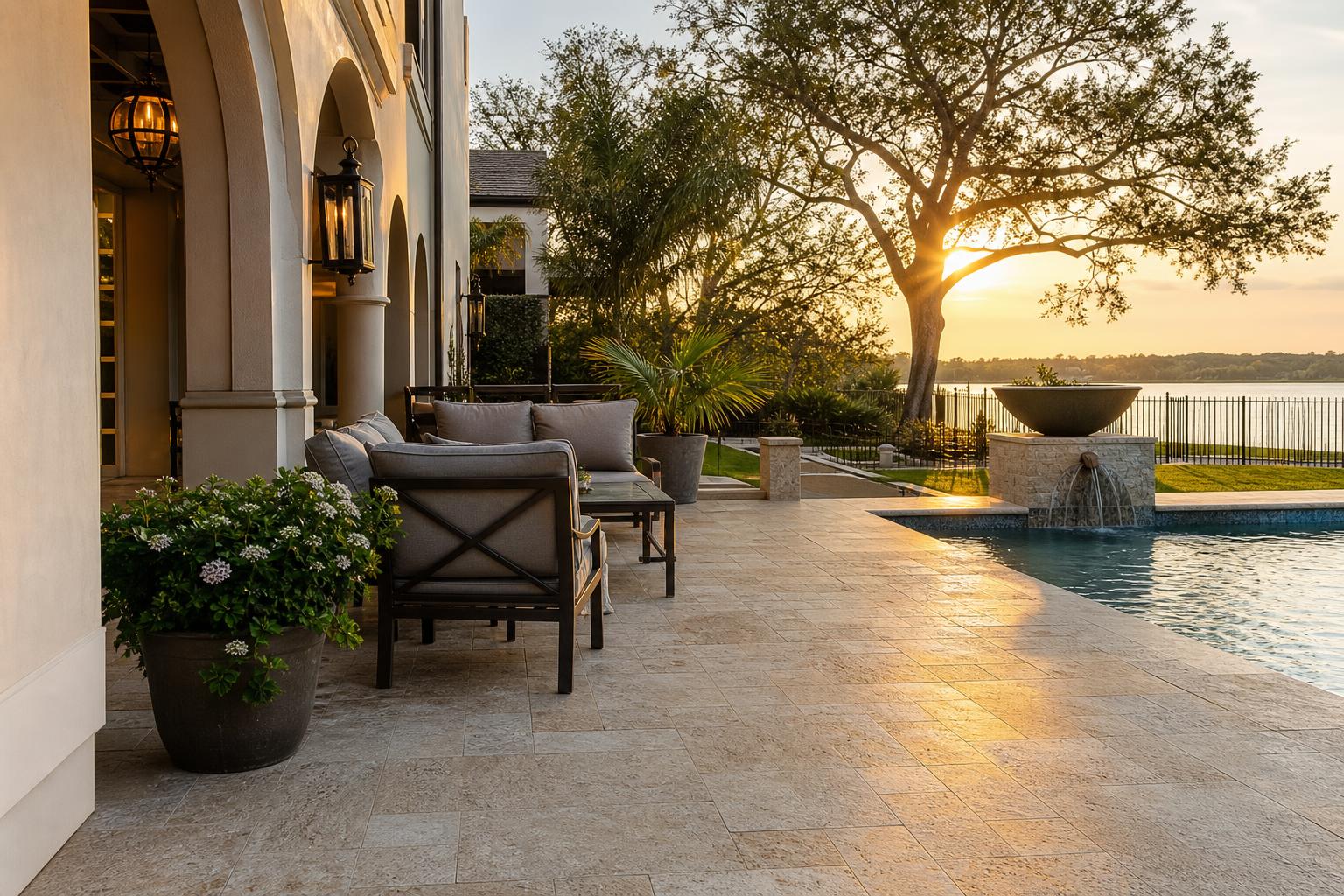 Travertine by Rende — travertine tile, pavers, pool coping, stair treads