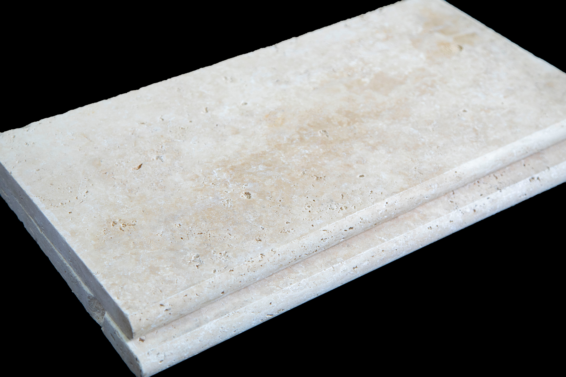 12 x 24 x 3cm Light Walnut Tumbled Travertine Pool Coping