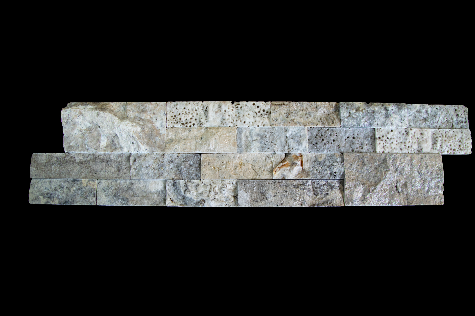 Silver Travertine Stacked Stone Panel detail 2