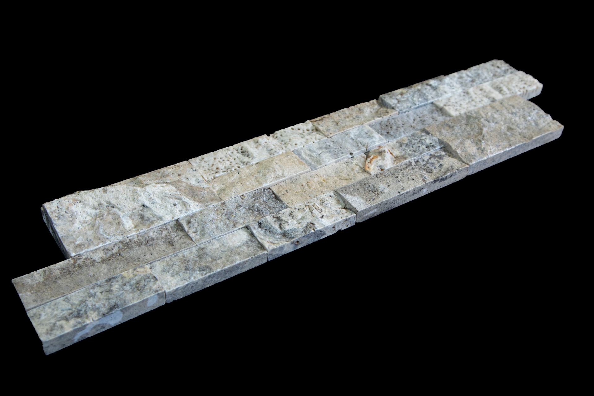 Silver Travertine Stacked Stone Panel